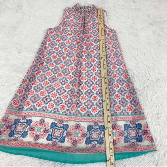 sleeveless mock neck floral chiffon shift dress - Picture 2 of 7